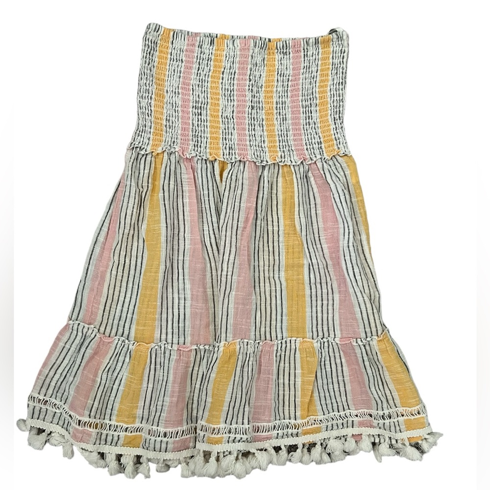 Striped Strapless Swimsuit Coverup XS